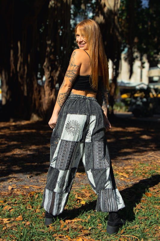 Stone Washed Patchwork Harem