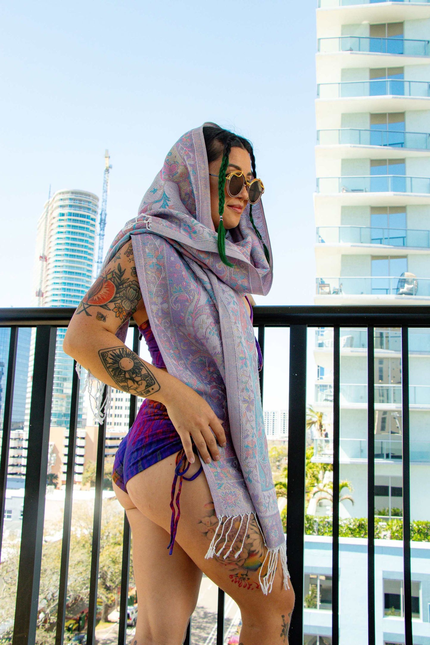 Lavender metallic Pashmina