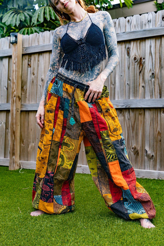 Colorful patchwork cargo pants