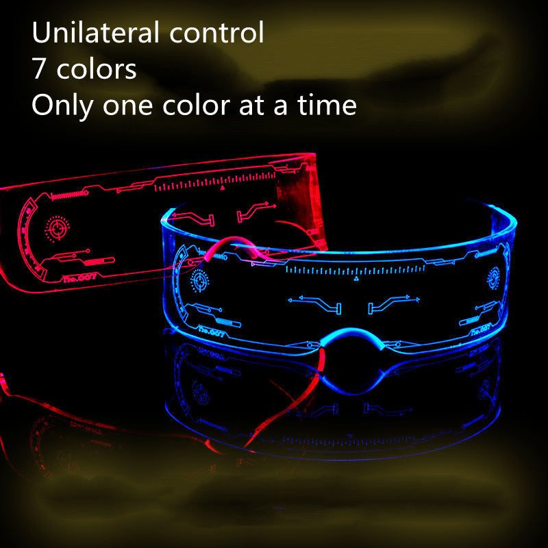 Unilateral control Future Glasses with seven color options.