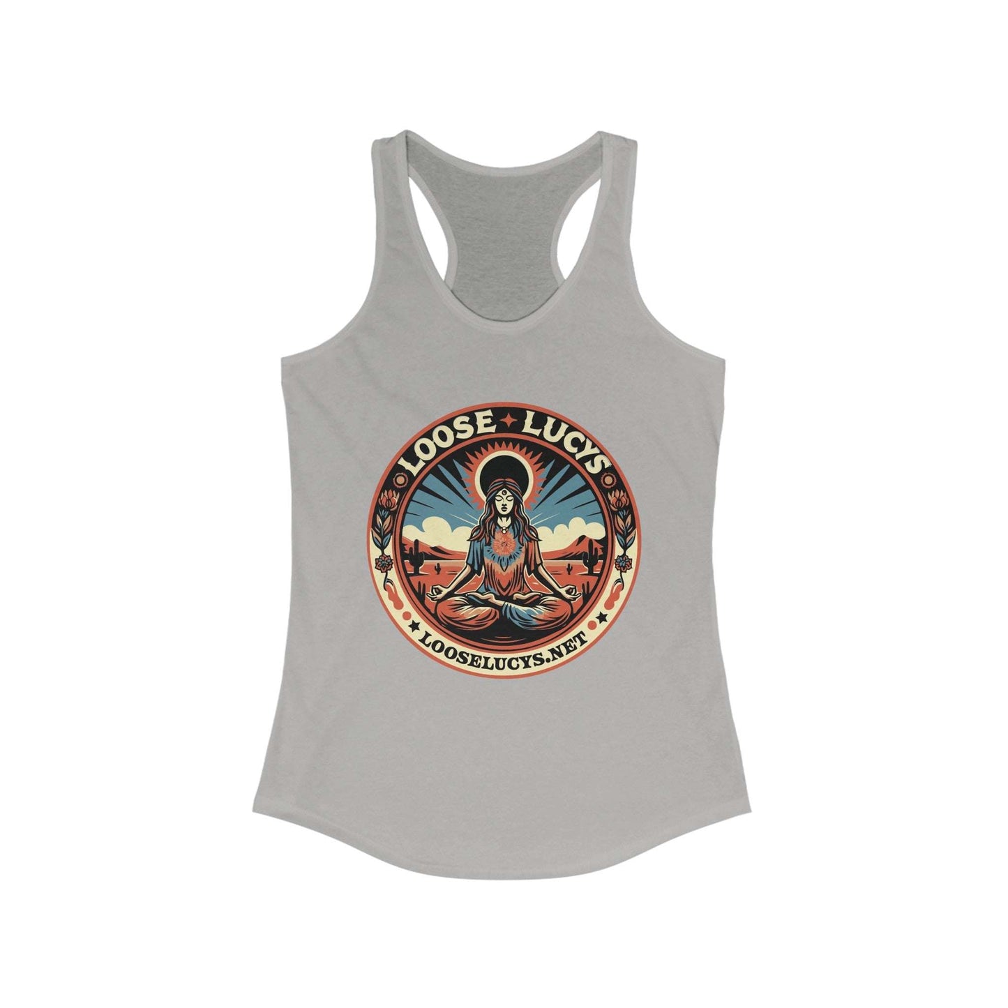 Loose Lucys Women's Ideal Racerback Tank with vibrant print and lightweight material.