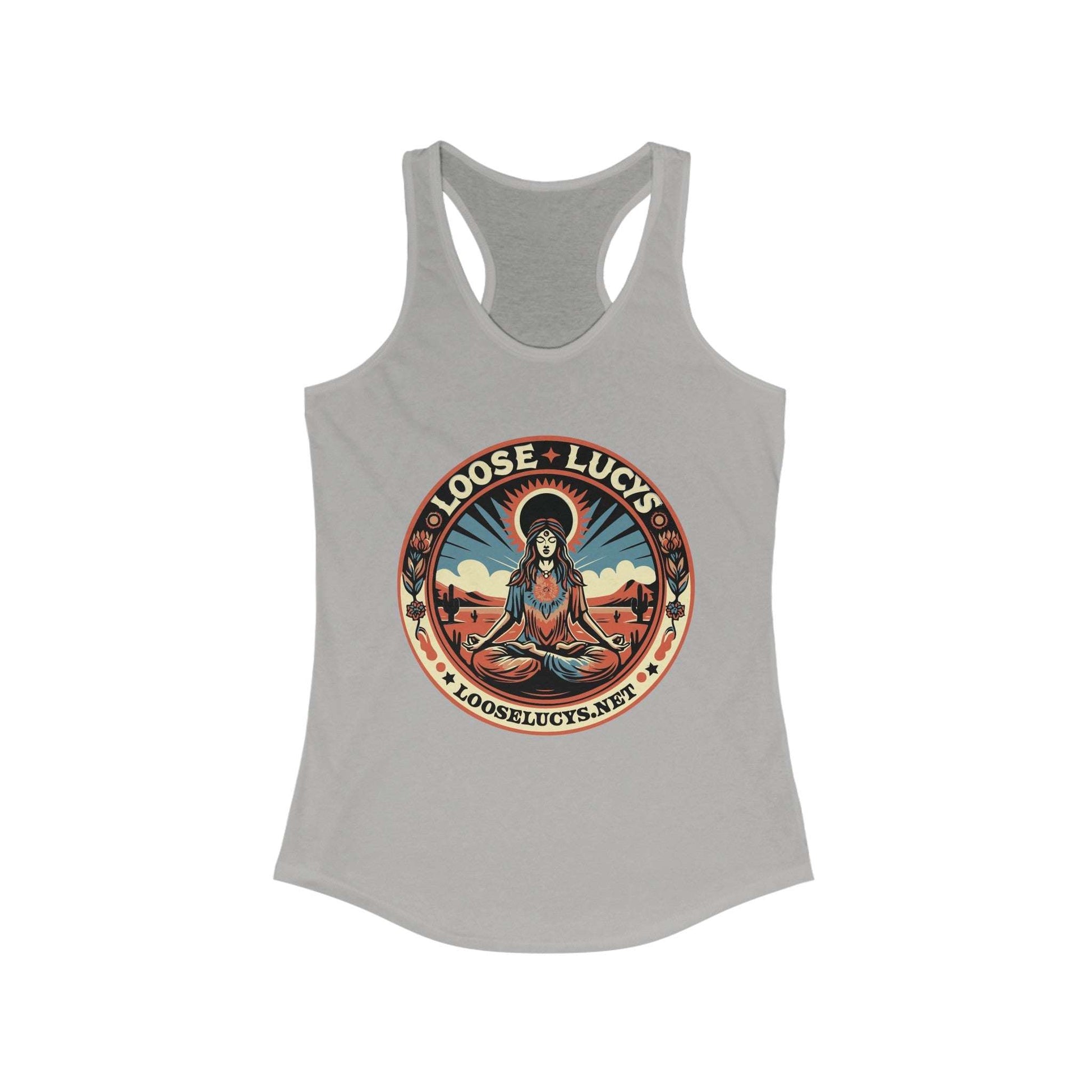 Loose Lucys Women's Ideal Racerback Tank with vibrant print and lightweight material.