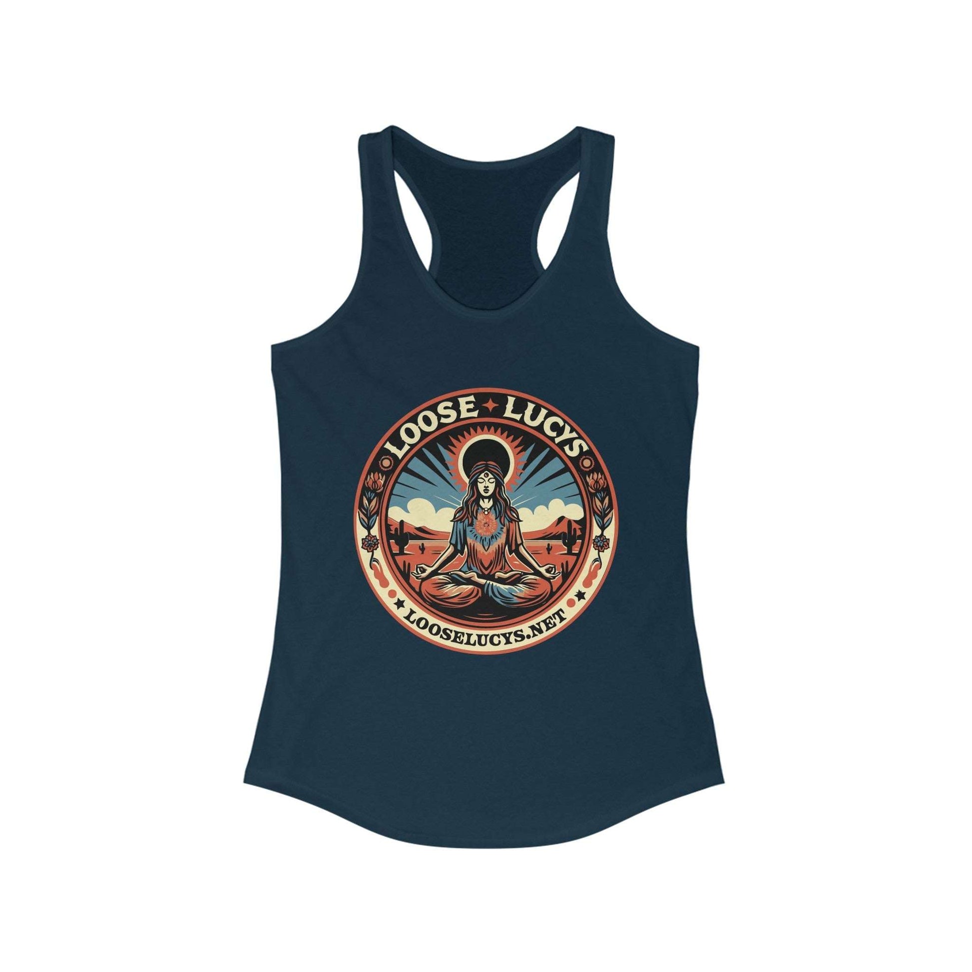 Loose Lucys Women's Ideal Racerback Tank with vibrant front print.