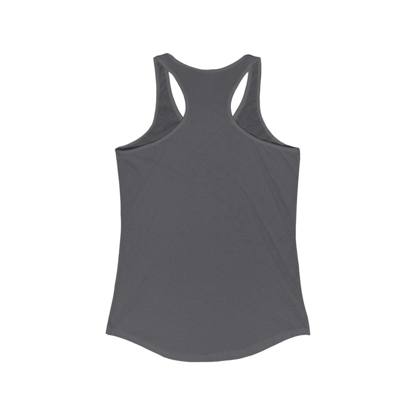 Loose Lucys Women's Ideal Racerback Tank in gray, back view.