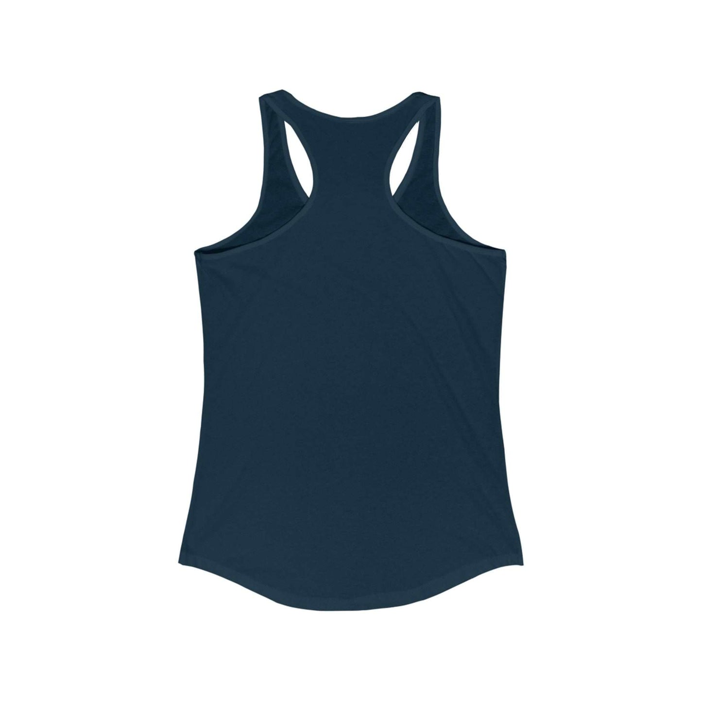 Loose Lucys Women's Ideal Racerback Tank in navy, lightweight fabric, sporty fit.