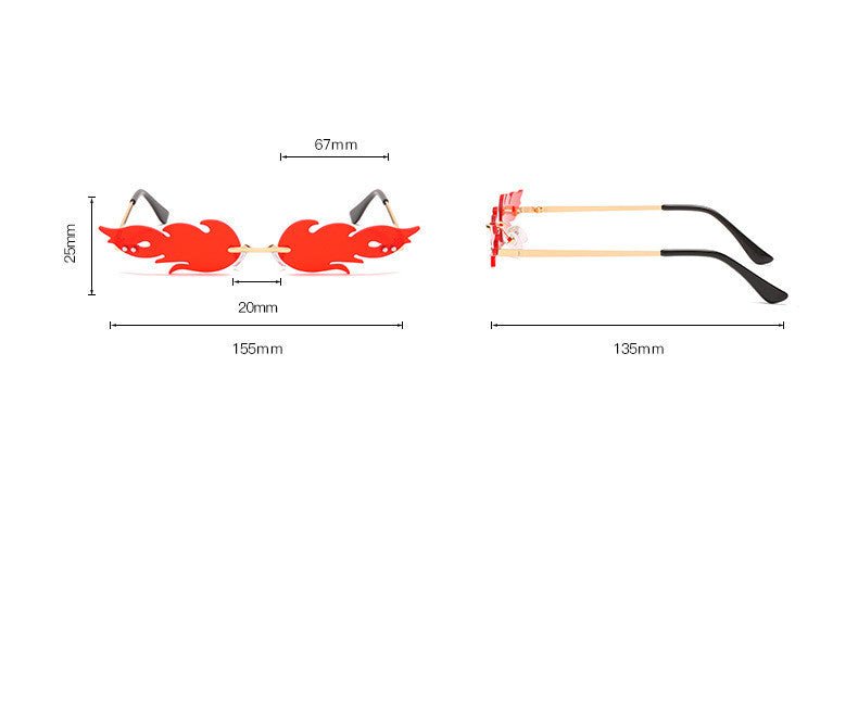 Red flame-design UV400 men's fire glasses with metallic frame and PC lenses.