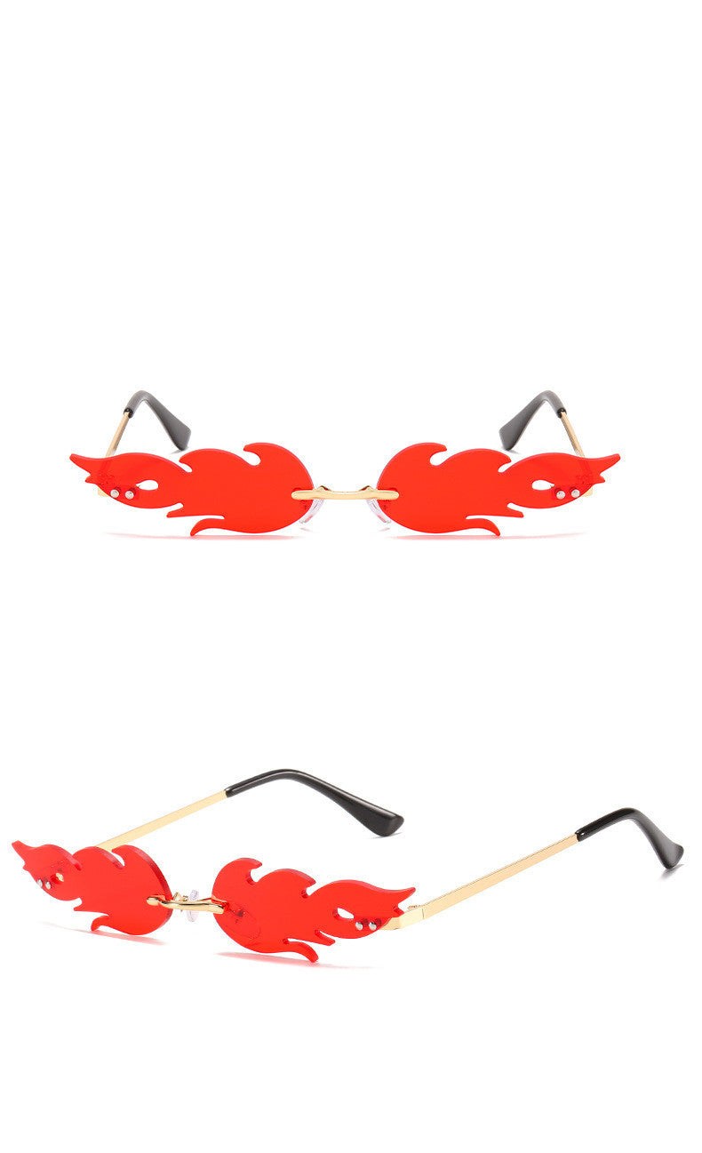 women's fire-shaped glasses with metal frame and UV400 protection.