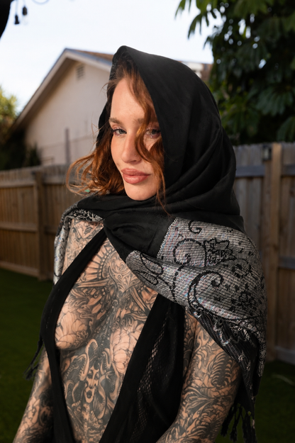 Black & silver pashmina
