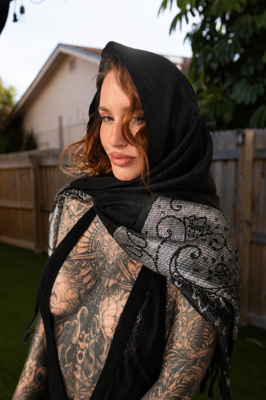 Black & silver pashmina