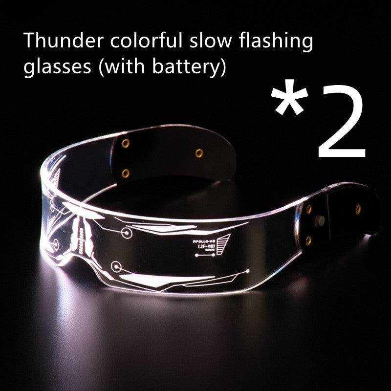 Thunder colorful slow flashing future glasses with battery.