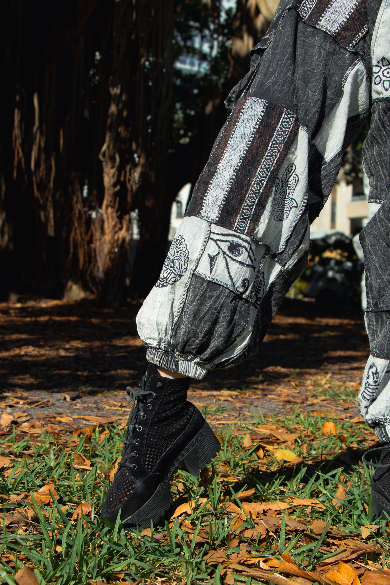 Stone Washed Patchwork Harem