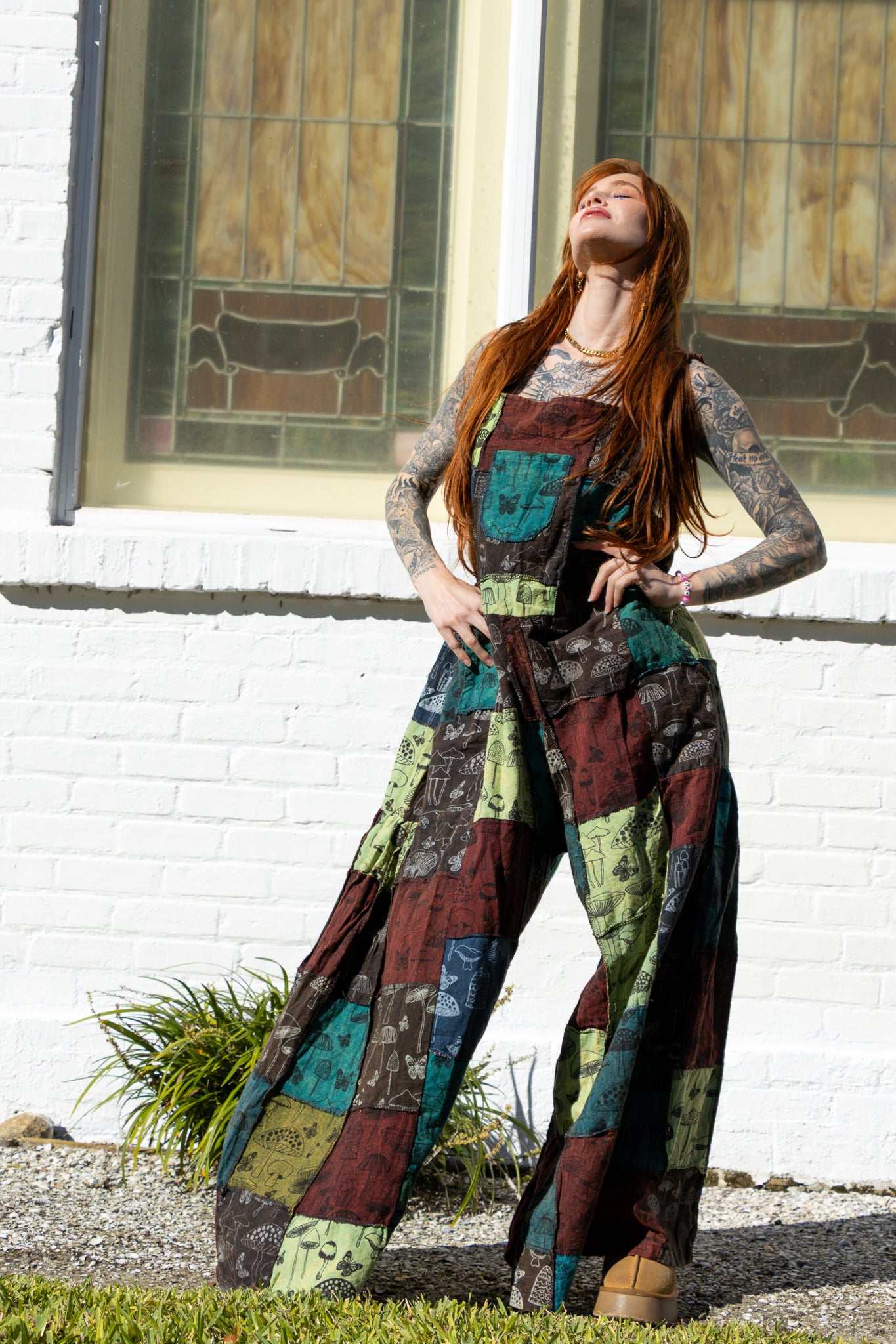 Patchwork Mushroom Overalls