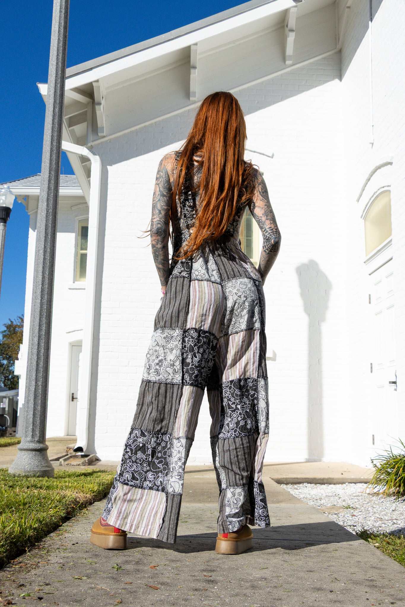 Mushroom Patchwork Pallazzo Overalls - Comfortable & Fair Trade