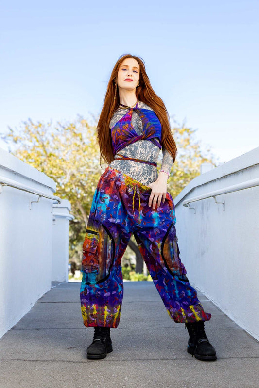 Tie dye mushroom harem pants