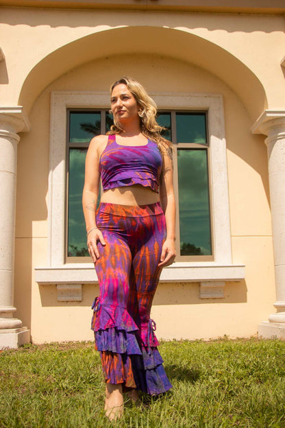 Purple ruffle pants & top set