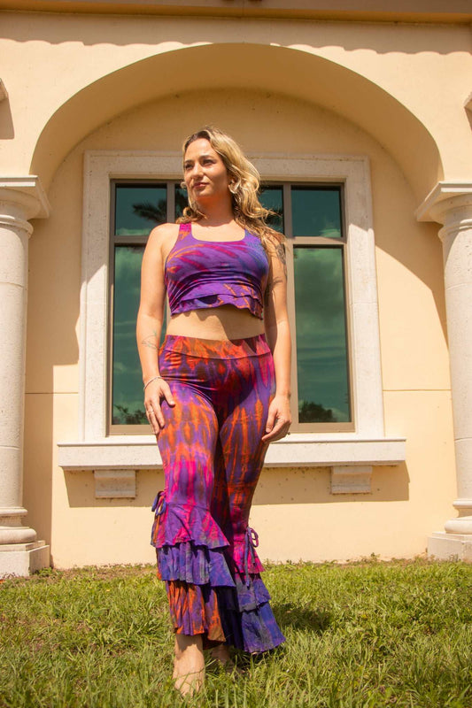 Purple ruffle pants & top set
