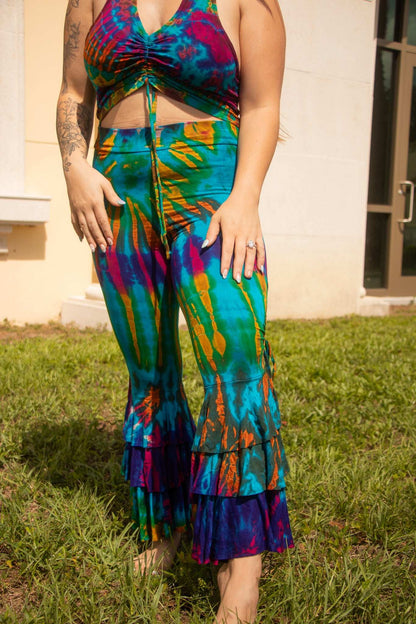 Turquoise ruffle pants & top set