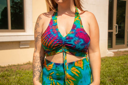 Turquoise ruffle pants & top set