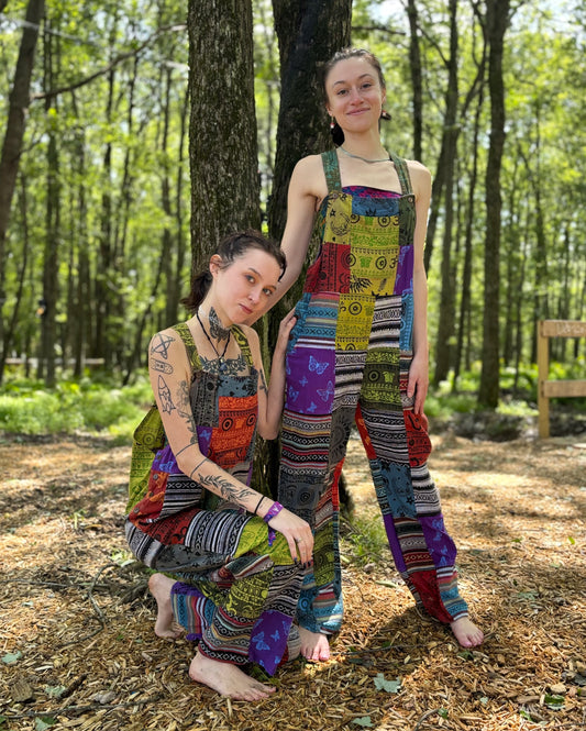 Multi Color & Ikat Patchwork Overalls