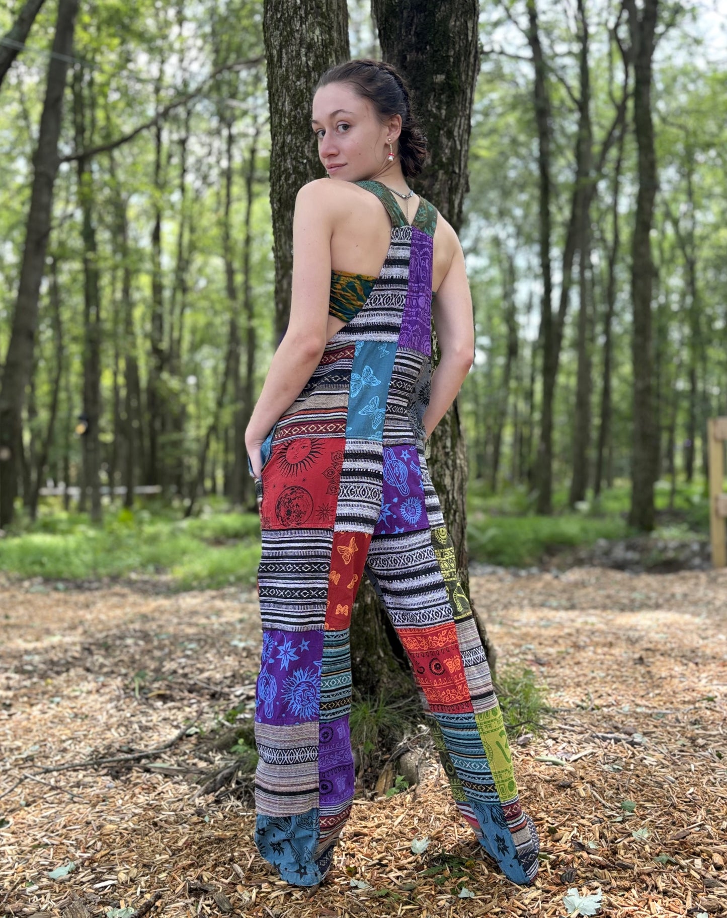 Multi Color & Ikat Patchwork Overalls