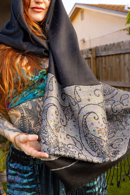 Black & silver pashmina