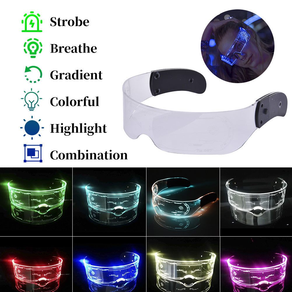 Transparent laser protective glasses with LED color changing feature.