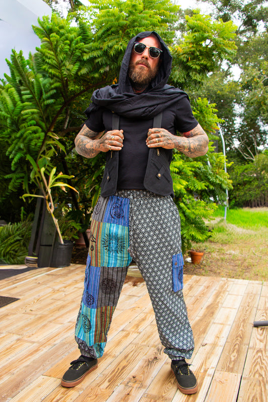 Flower of life patchwork pants