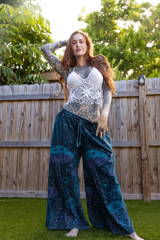 Space shrooms wide-leg pants