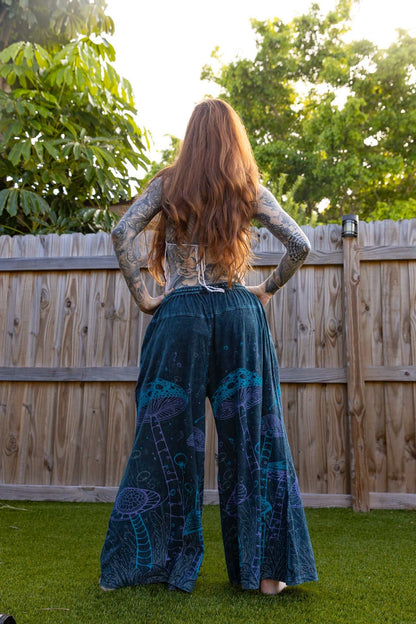 Space shrooms wide-leg pants