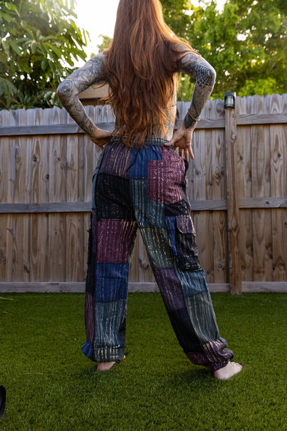 Dark Patchwork Flower Pants