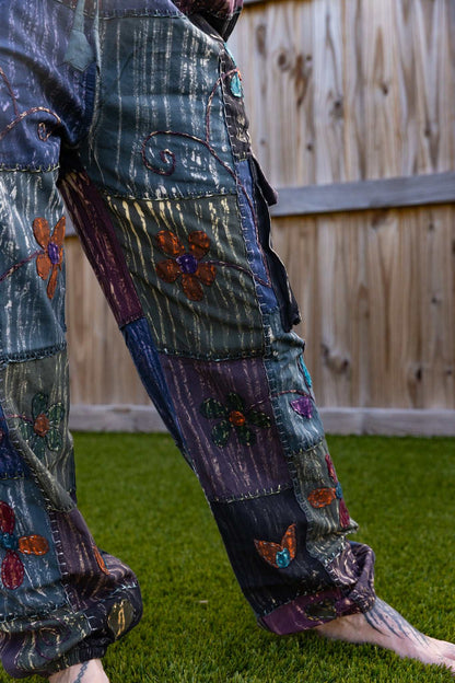 Dark Patchwork Flower Pants