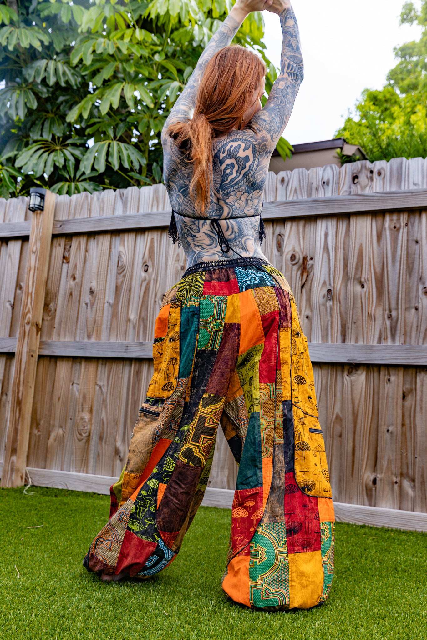 Colorful patchwork cargo pants