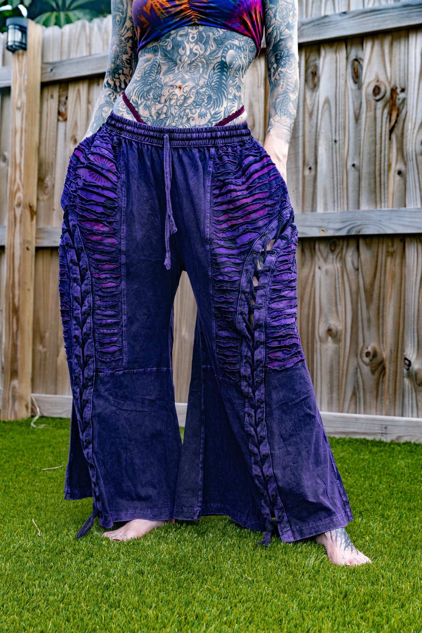Mystic distressed wide-leg pants