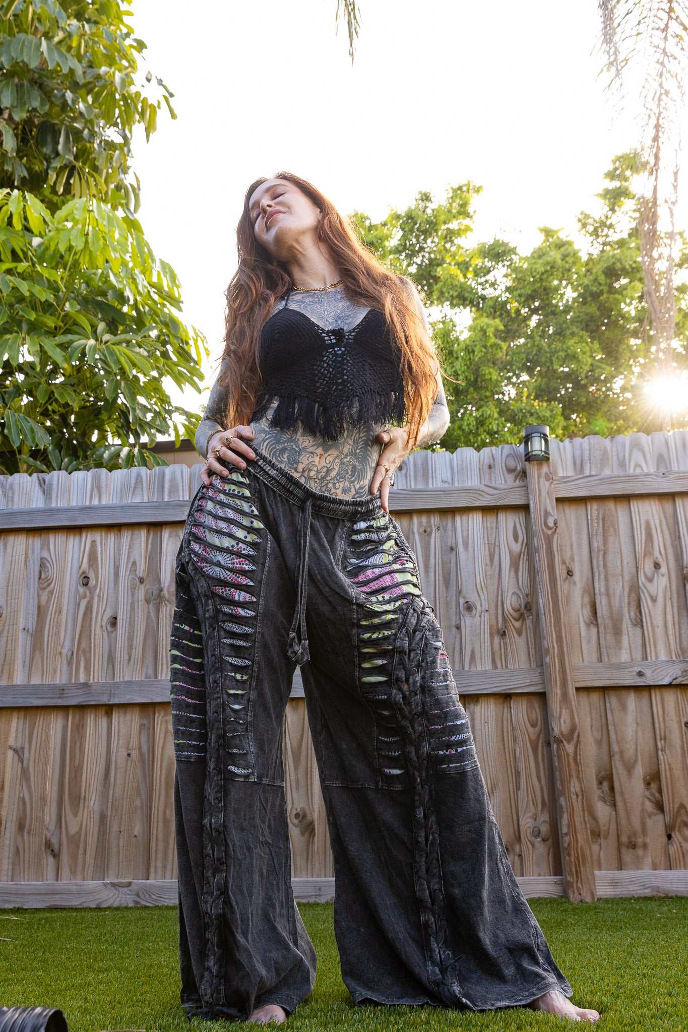 Mystic distressed wide-leg pants