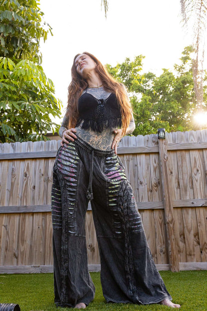 Mystic distressed wide-leg pants