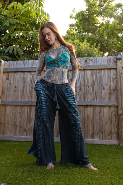 Mystic distressed wide-leg pants