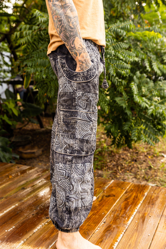 Grey Aztec Patchwork Pants