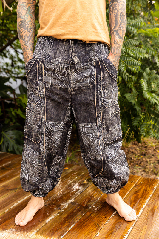 Grey Aztec Patchwork Pants